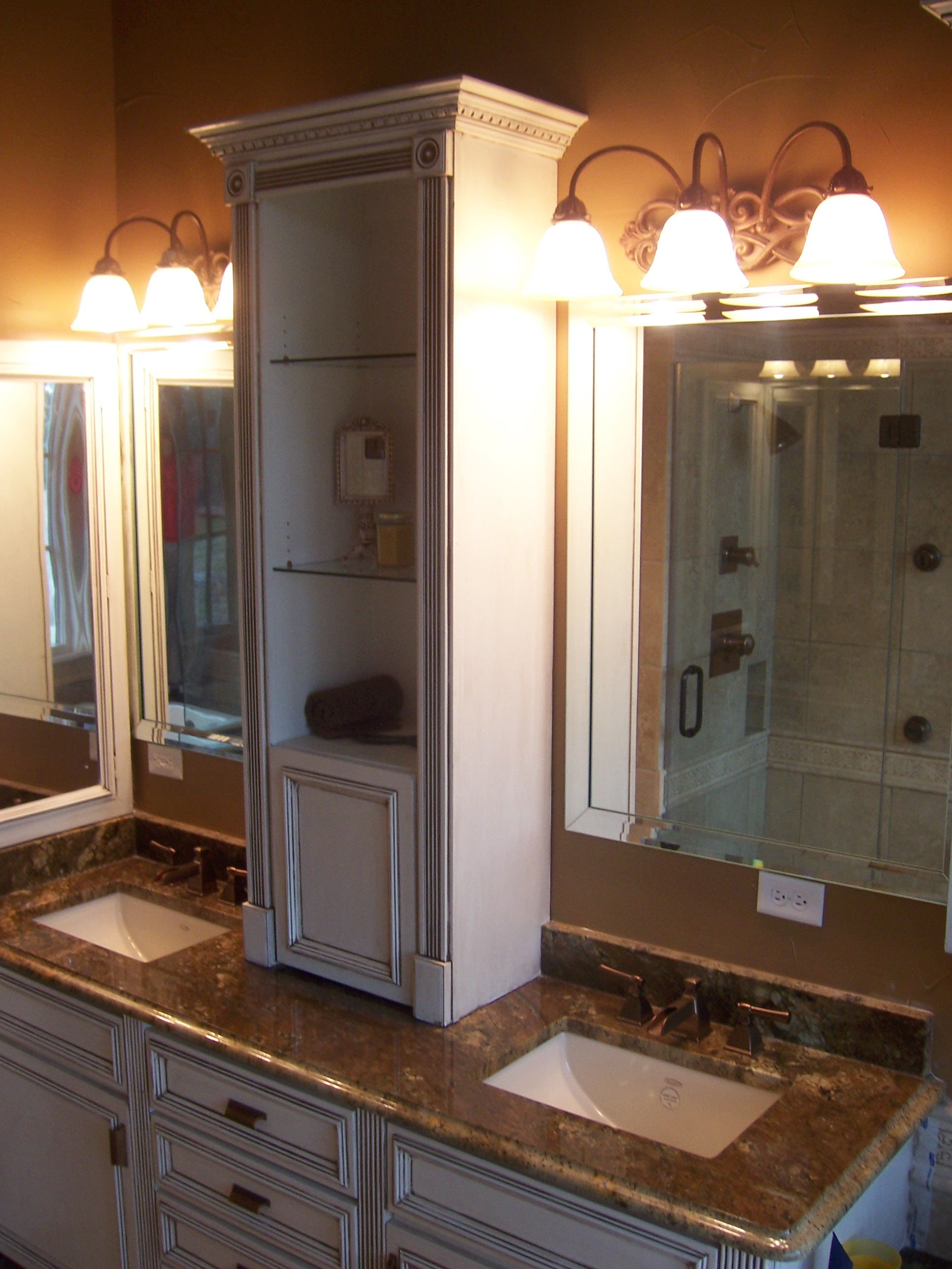 master bathroom addition w/antique glaze faux finish on custom cabinets